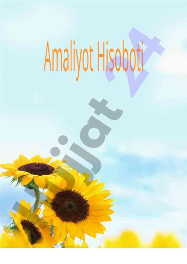 Amaliyot hisoboti qishloq xo‘jaligi texnologiyalari