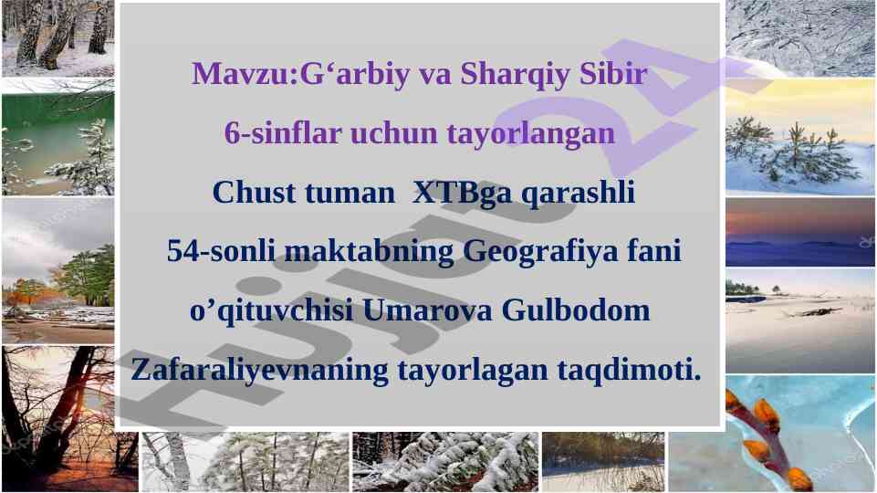 G‘arbiy va sharqiy sibir mintaqasi taqdimoti