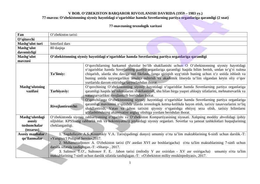 O‘zbekistonning siyosiy hayotidagi o‘zgarishlar
