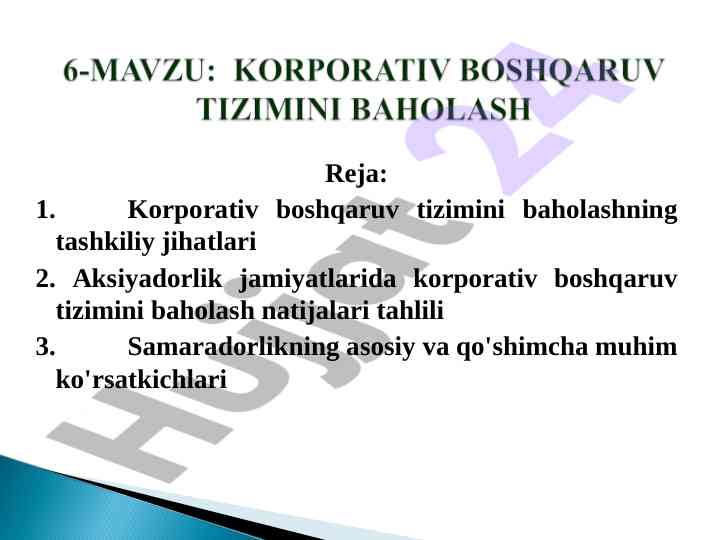 Korporativ boshqaruv tizimini baholashning tahlili