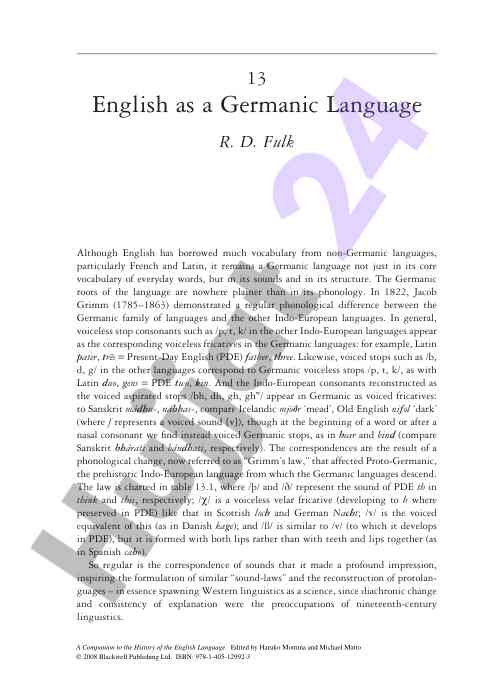 English as a germanic language and its phonology