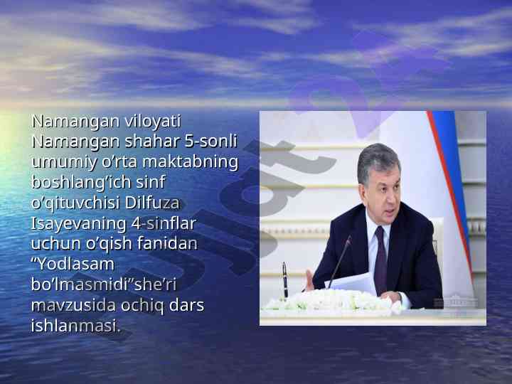 Yodlasam bo'lmasmidi she'ri mavzusida ochiq dars
