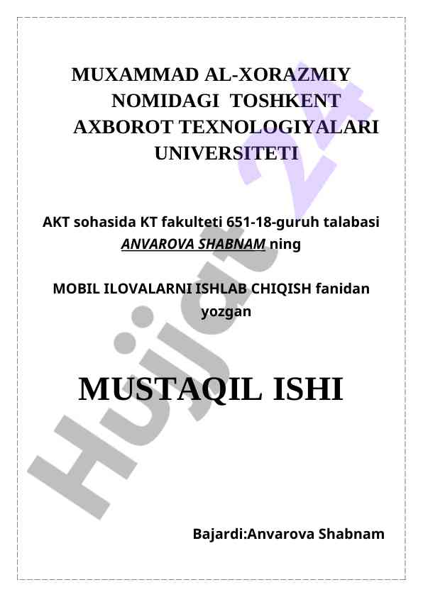 Bank kredit kalkulyatori mobil ilova ishlab chiqish