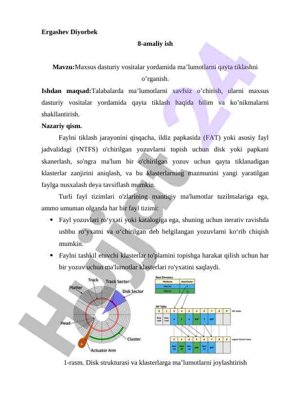 Maxsus dasturiy vositalar yordamida ma’lumotlarni qayta tiklash