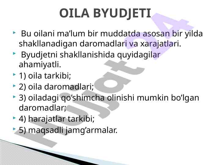 Oila Byudjeti Va Xarajatlar Tahlili