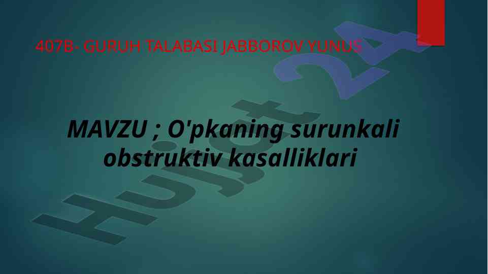 O'pkaning surunkali obstruktiv kasalliklari tahlili