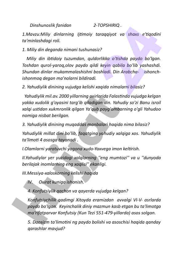 Milliy dinlarning ijtimoiy taraqqiyotdagi roli