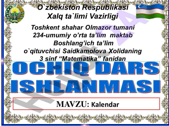 Kalendar o'quvchilarga o'rganishga yordam berish