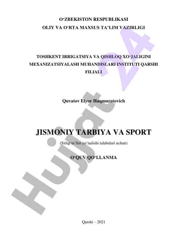 Jismoniy tarbiya va sport o‘quv qo‘llanma 2021