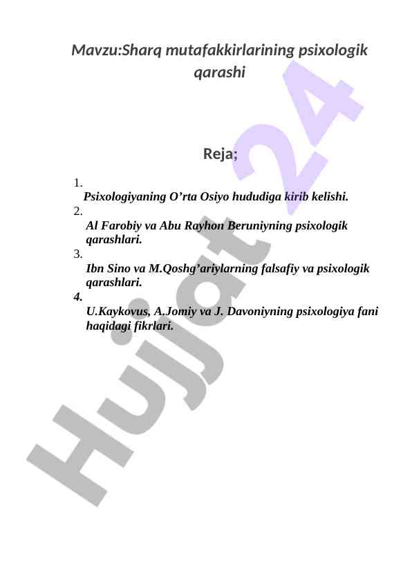 Sharq mutafakkirlarining psixologik qarashi