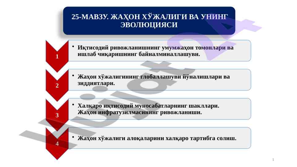 Jahon xo‘jaligi va iqtisodiy munosabatlar