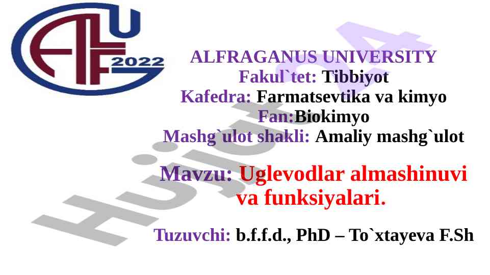 Uglevodlar almashinuvi va funksiyalari