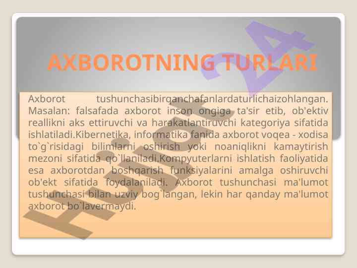 Axborot turlari va ularning tushunchalari