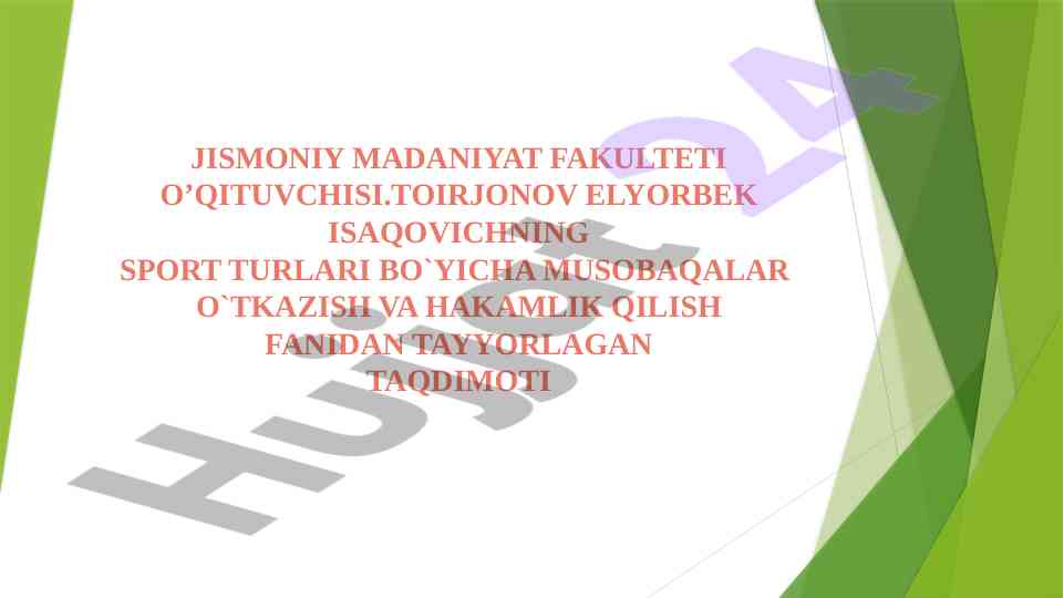 Sport turlari bo'yicha musobaqalar taqdimoti