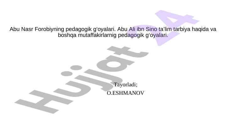 Abu nasr forobiyning pedagogik g‘oyalari tahlili