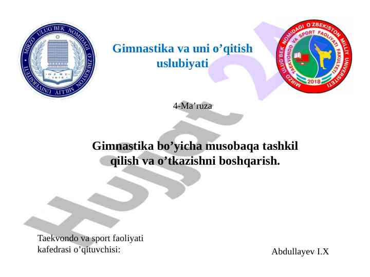 Gimnastika bo‘yicha sport musobaqalari tashkil qilish