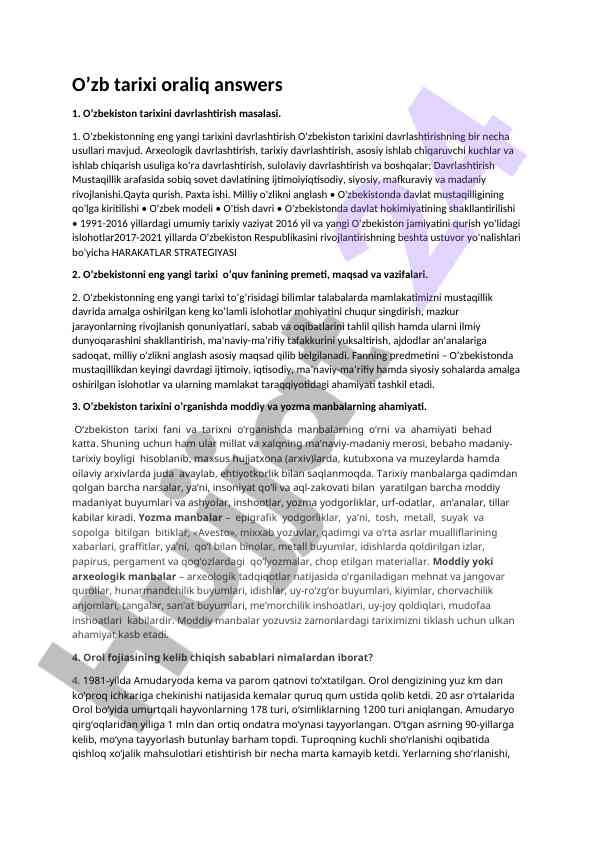 O'zbekiston tarixini davrlashtirish masalalari