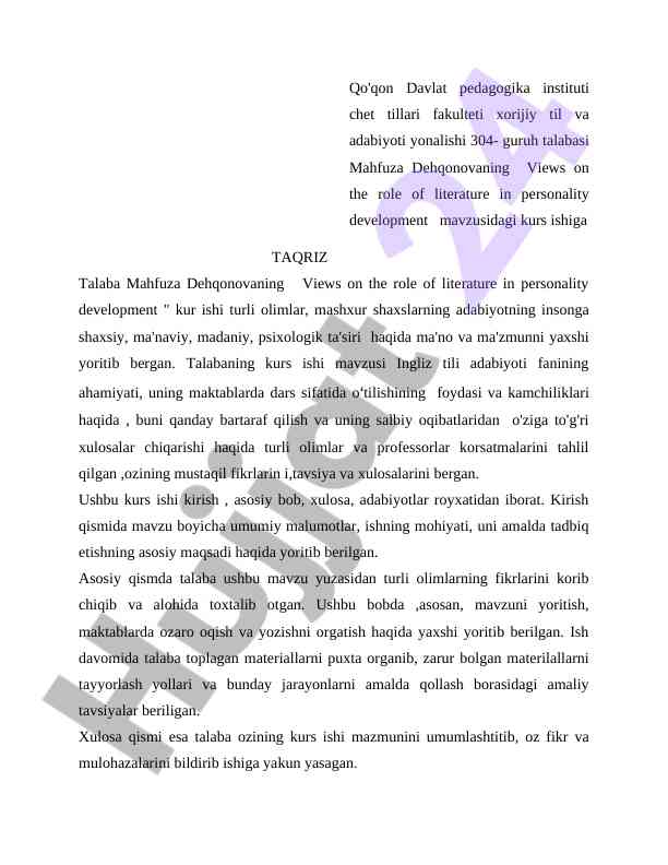 Adabiyotning Shaxsiy Rivojlanishdagi Roli