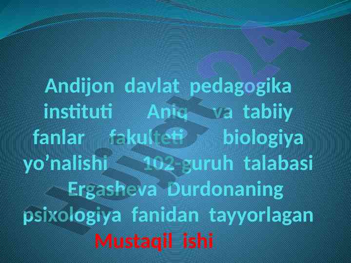 Gerentologiya va psixologiya fani asoslari