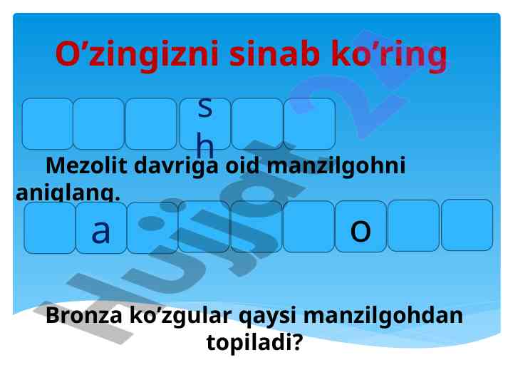 Mezolit davriga oid manzilgohni aniqlash