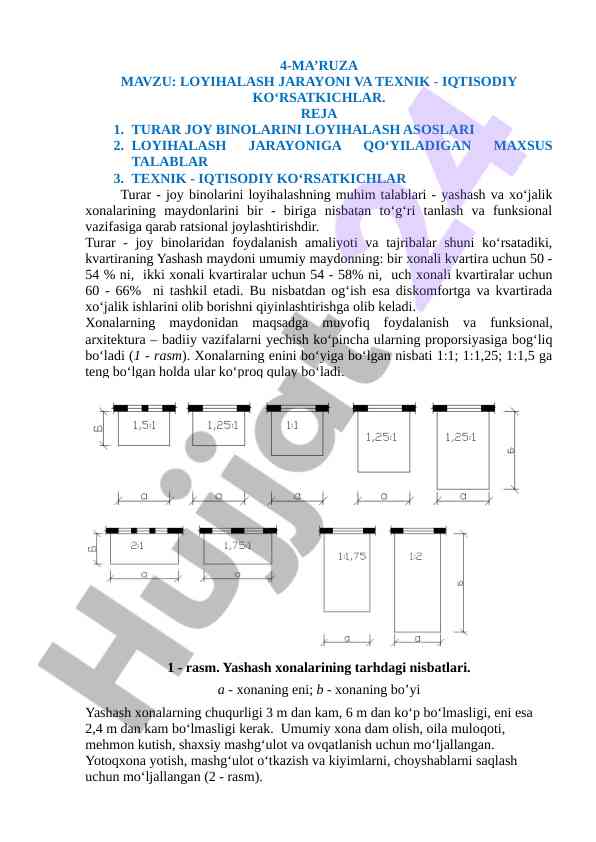 Loyiha jarayoni va texnik - iqtisodiy ko‘rsatkichlar
