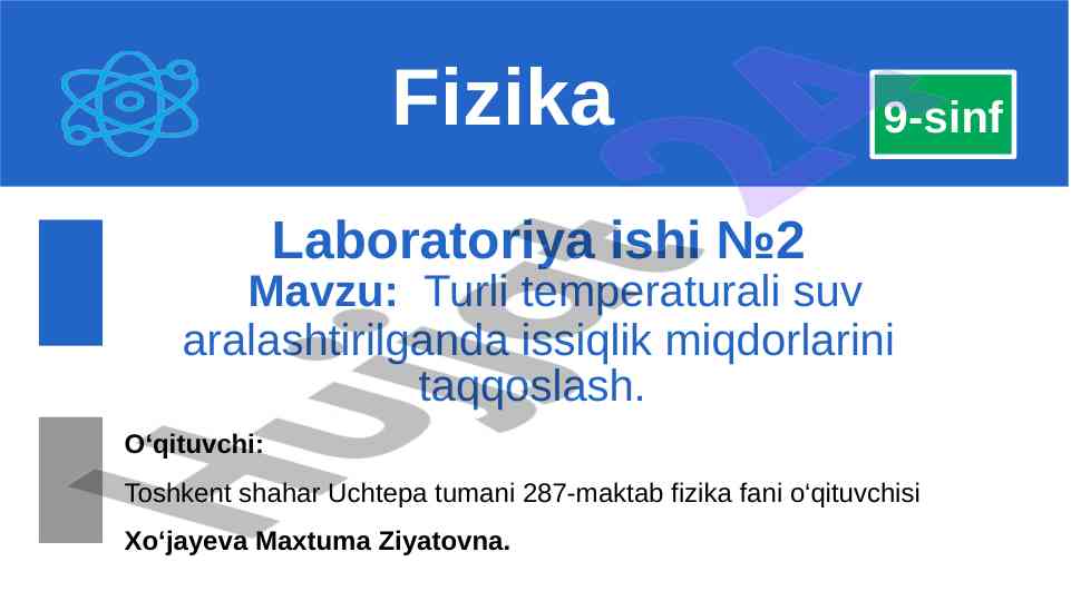 Turli temperaturali suv aralashtirilganda issiqlik