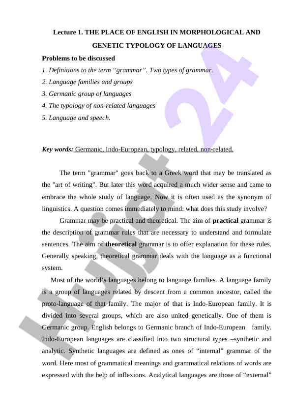 The place of english in morphological typology