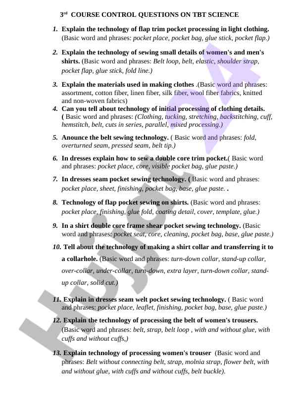 3rd course control questions on tbt science