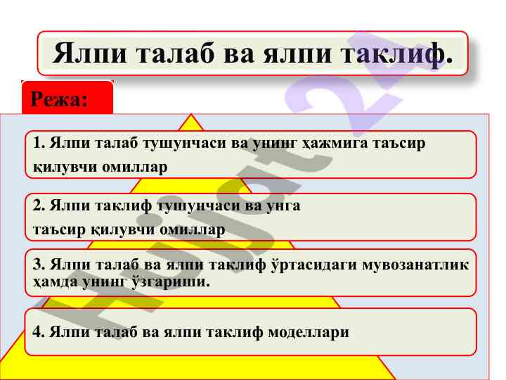 Ялпи талаб ва ялпи таклиф тушунчалари