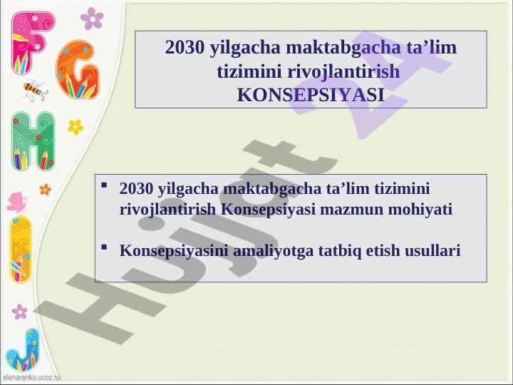 Maktabgacha ta’lim tizimini rivojlantirish konsepsiyasi