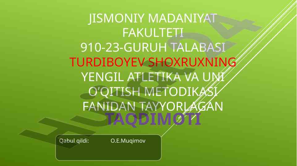 Qisqa masofaga yugurish taqdimoti