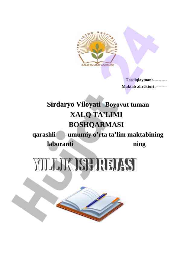 Biologiya yo’nalishi bo’yicha ish reja