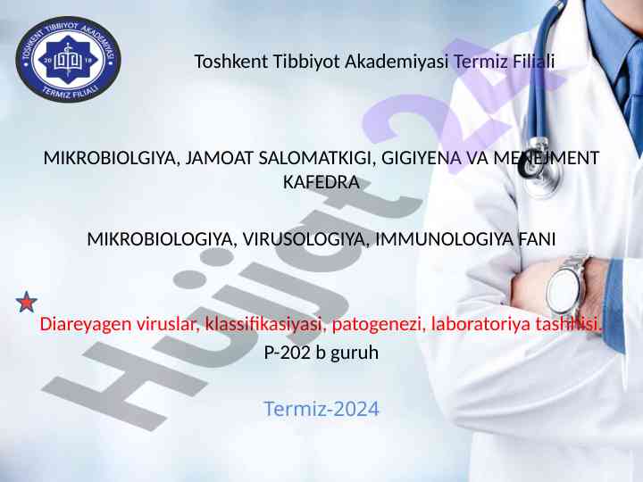 Diareyagen viruslar va tashhis qilish usullari