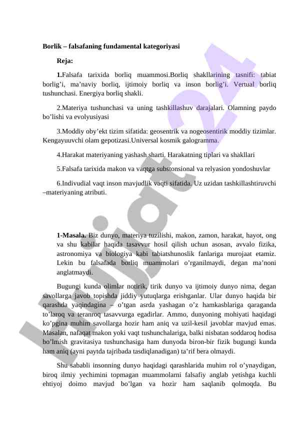 Borlik falsafasi: tabiat va ijtimoiy borliq