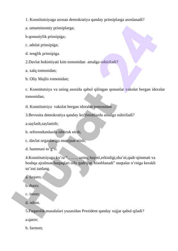 Demokratiya Prinsiplari Va Davlat Hokimiyati
