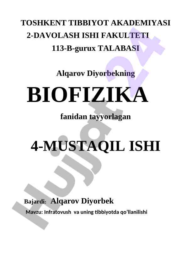 Infratovush va uning tibbiyotda qo‘llanilishi
