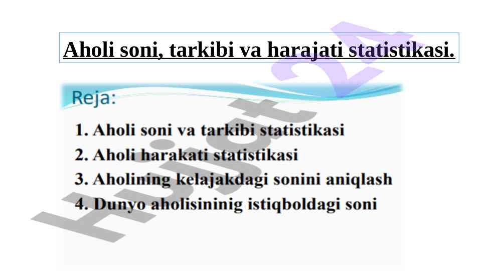 Aholi sonining statistikasi va harajati