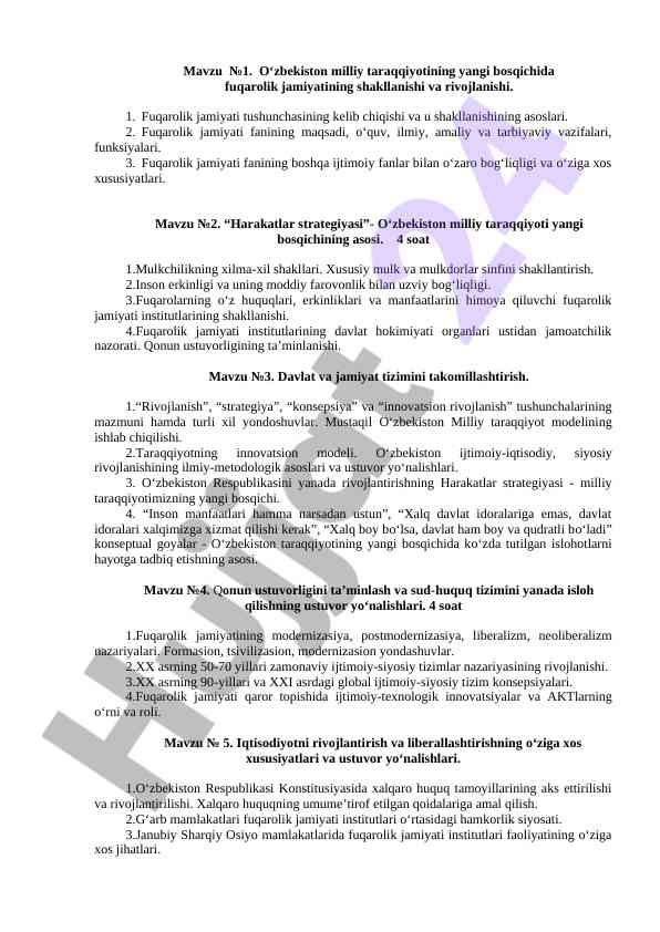 O‘zbekiston milliy taraqqiyoti va fuqarolik jamiyati