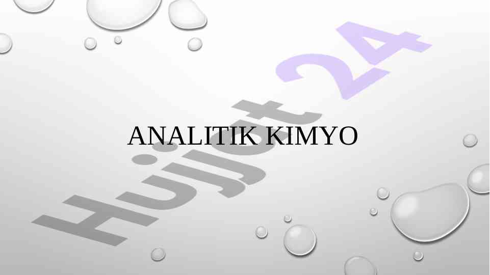 Analitik Kimyo Asoslari Va Usullari