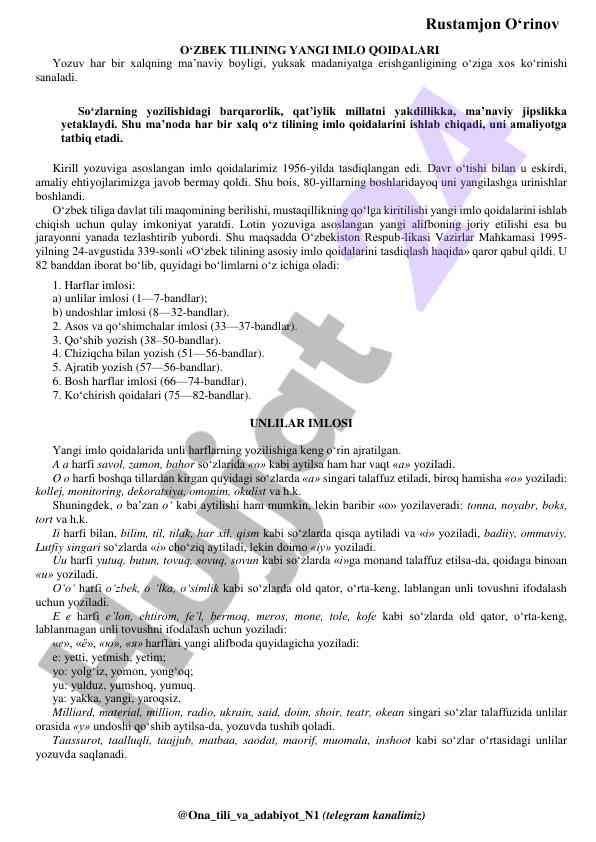 O‘zbek tilining yangi imlo qoidalari tafsilotlari