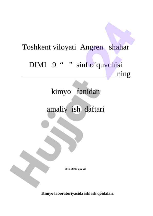Kimyo laboratoriyasida ishlash qoidalari 2019-2020