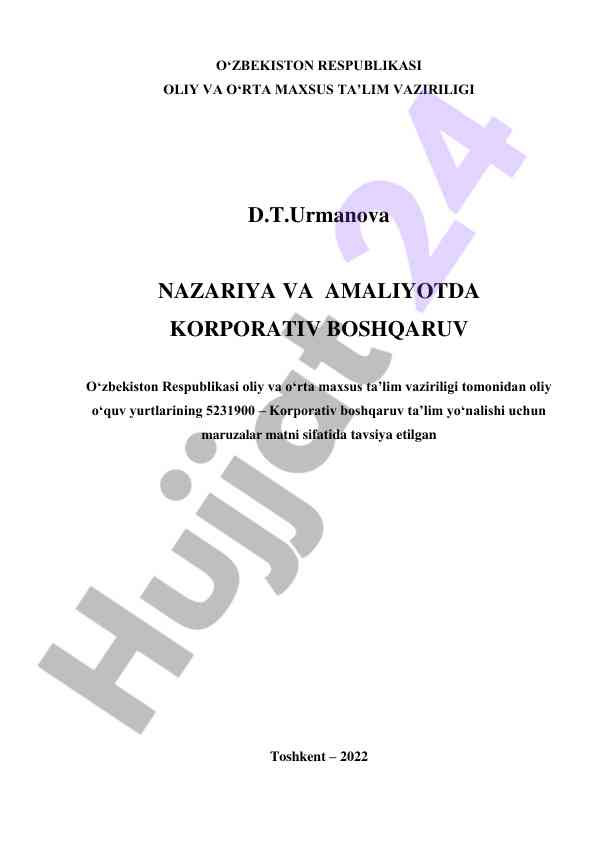 Korporativ boshqaruv nazariyasi va amaliyoti