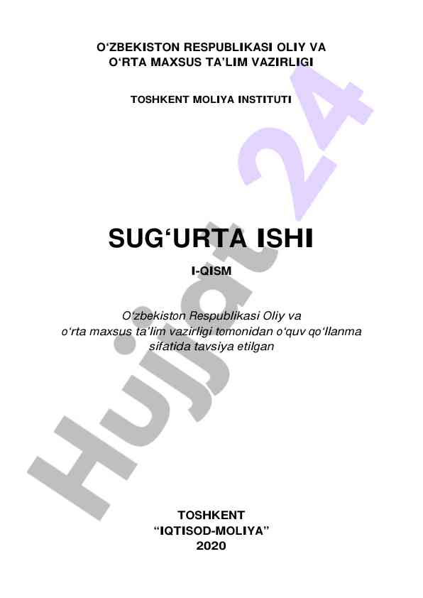 Sug‘urta ishi o‘quv qo‘llanma i-qism