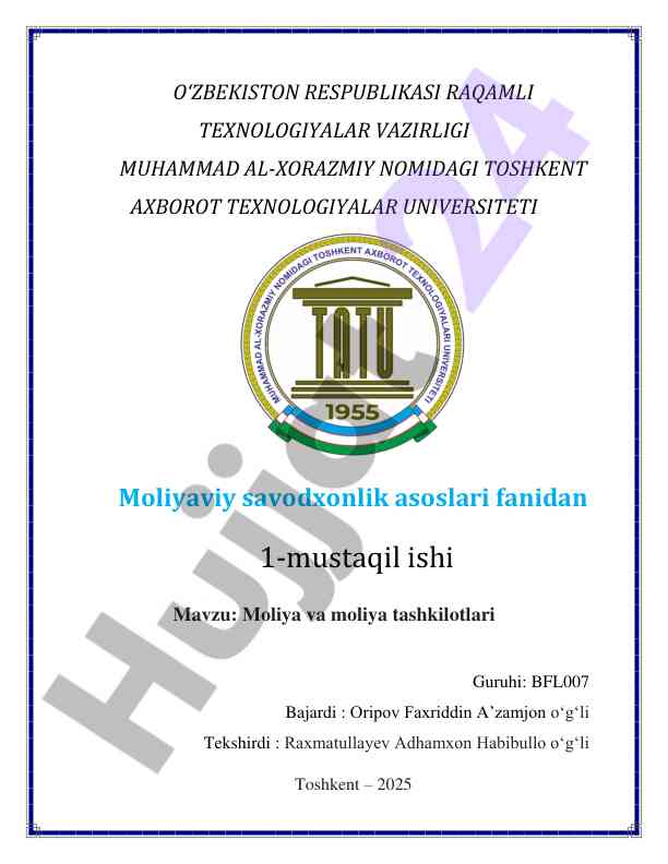 Moliya Va Moliya Tashkilotlari
