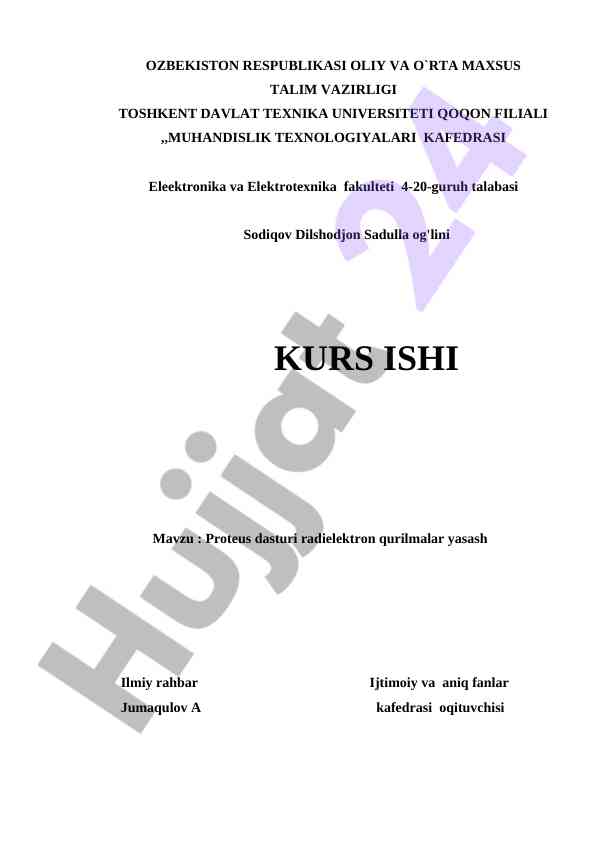 Proteus dasturi radielektron qurilmalar yasash