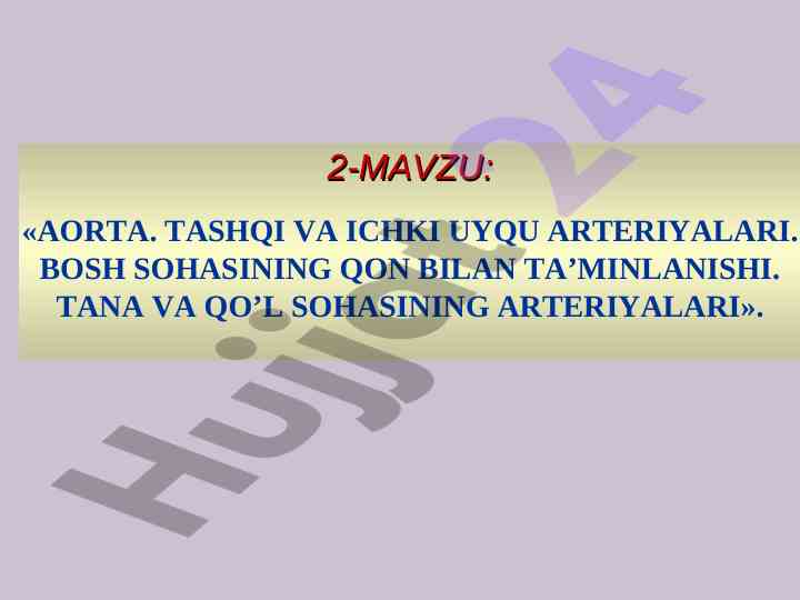 Aorta tashqi va ichki uyqu arteriyalari tahlili