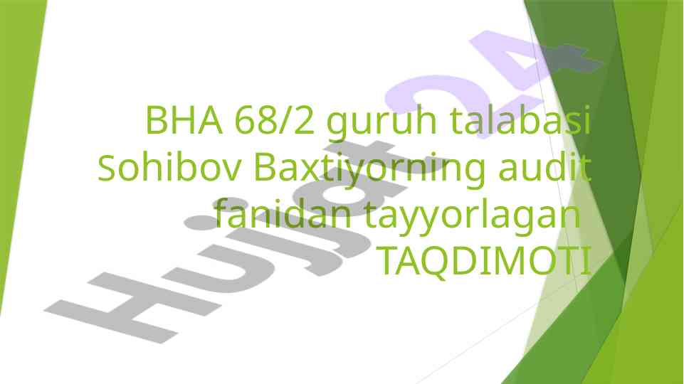 Xo’jalik yurituvchi subyektlarda hisob siyosati audit