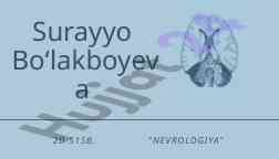Nevrologiya tos a’zolari innervatsiyasi va buzilishlar