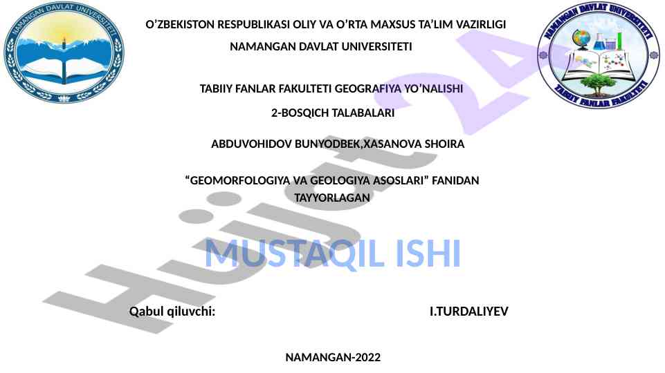 Geomorfologiya va geologiya asoslari tadqiqoti