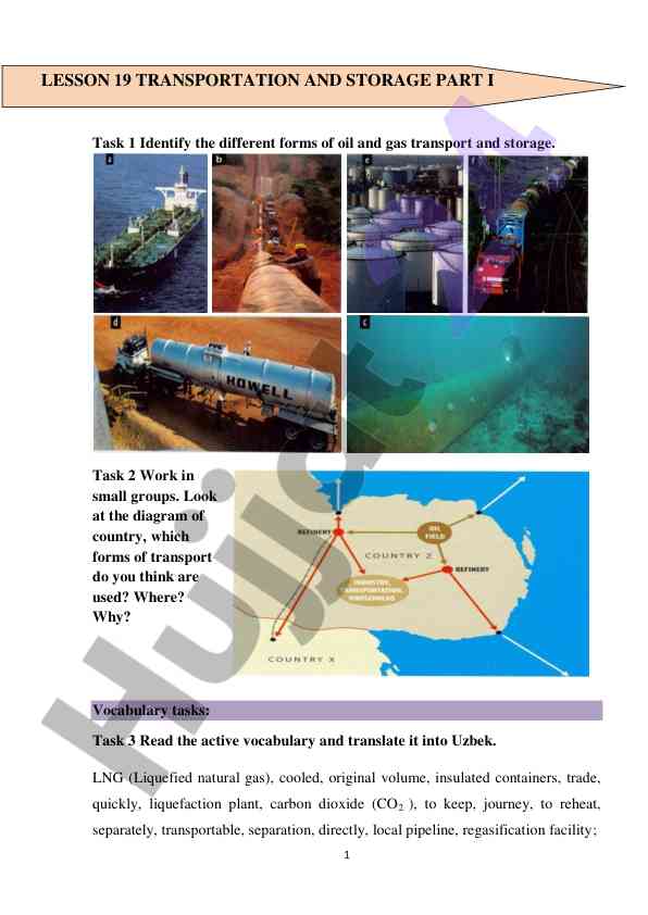 Transport va saqlash bilan bog'liq topshiriqlar